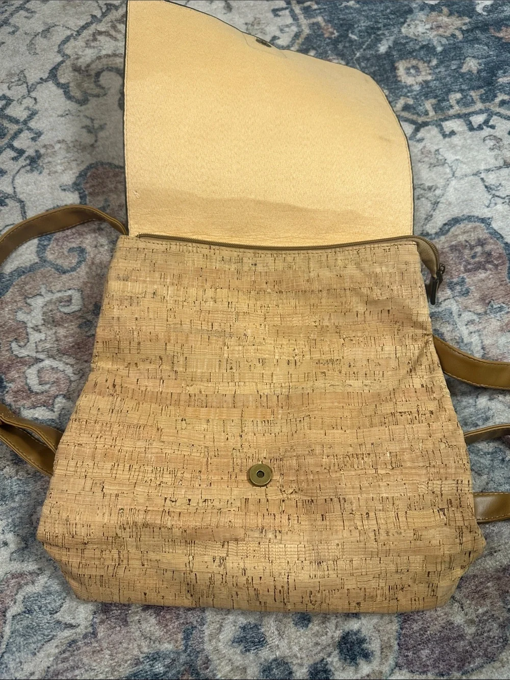 Cityscape Cork Backpack Tote in Tan and Multicolor - Unbranded